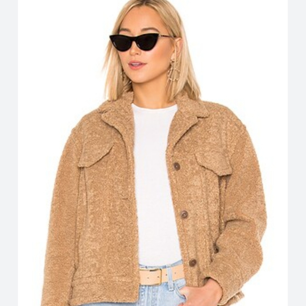 Vince Tan Teddy Jacket Oversized Plush